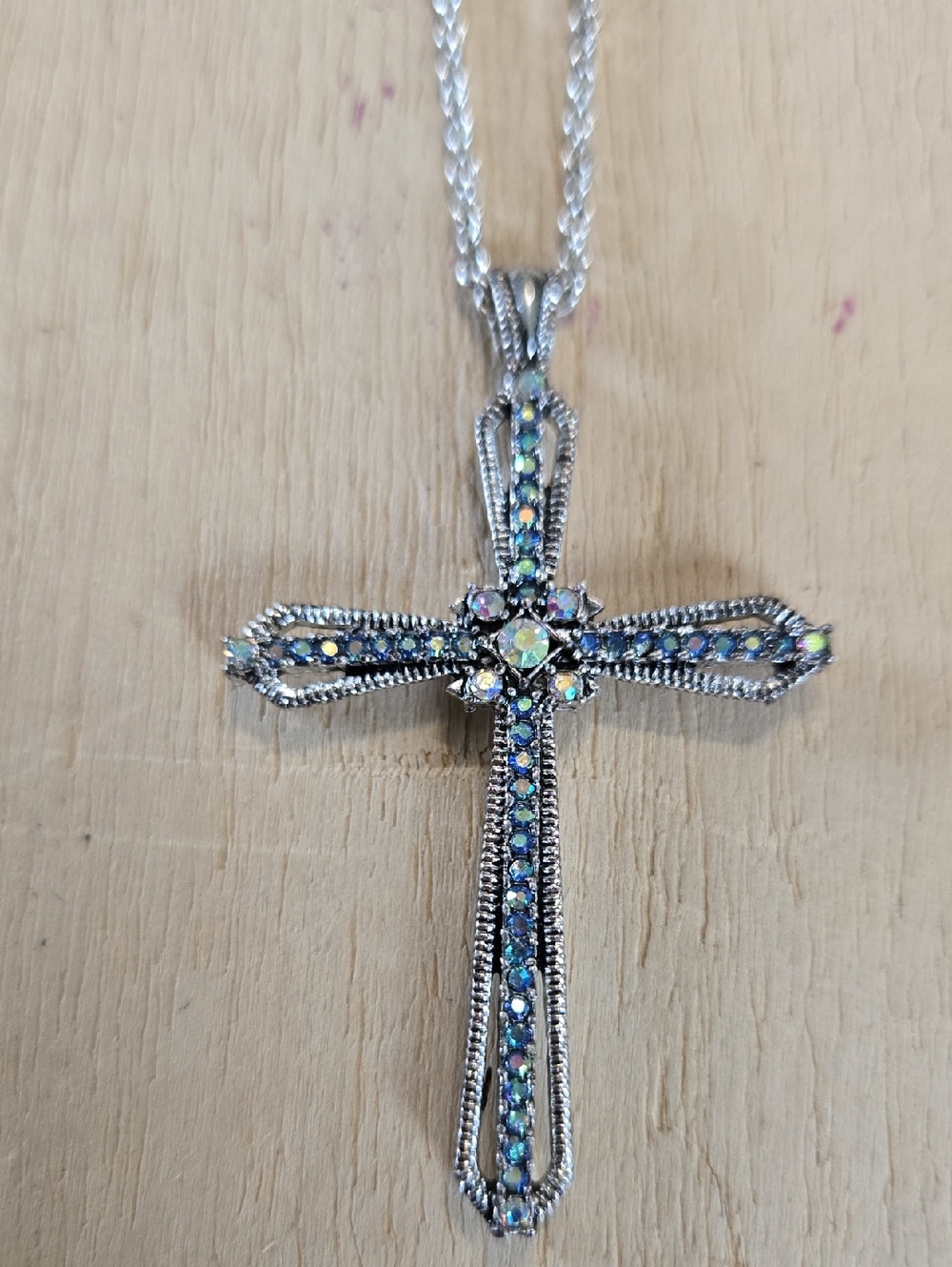 Bella Premier Designs Cross Antiqued Silver-Toned Micro-Beading Faith Reversible